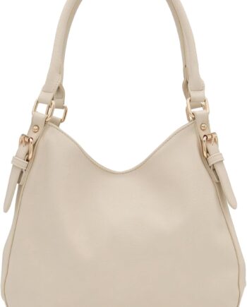 Lightweight 3 Compartment Faux Leather Medium Hobo Bag
