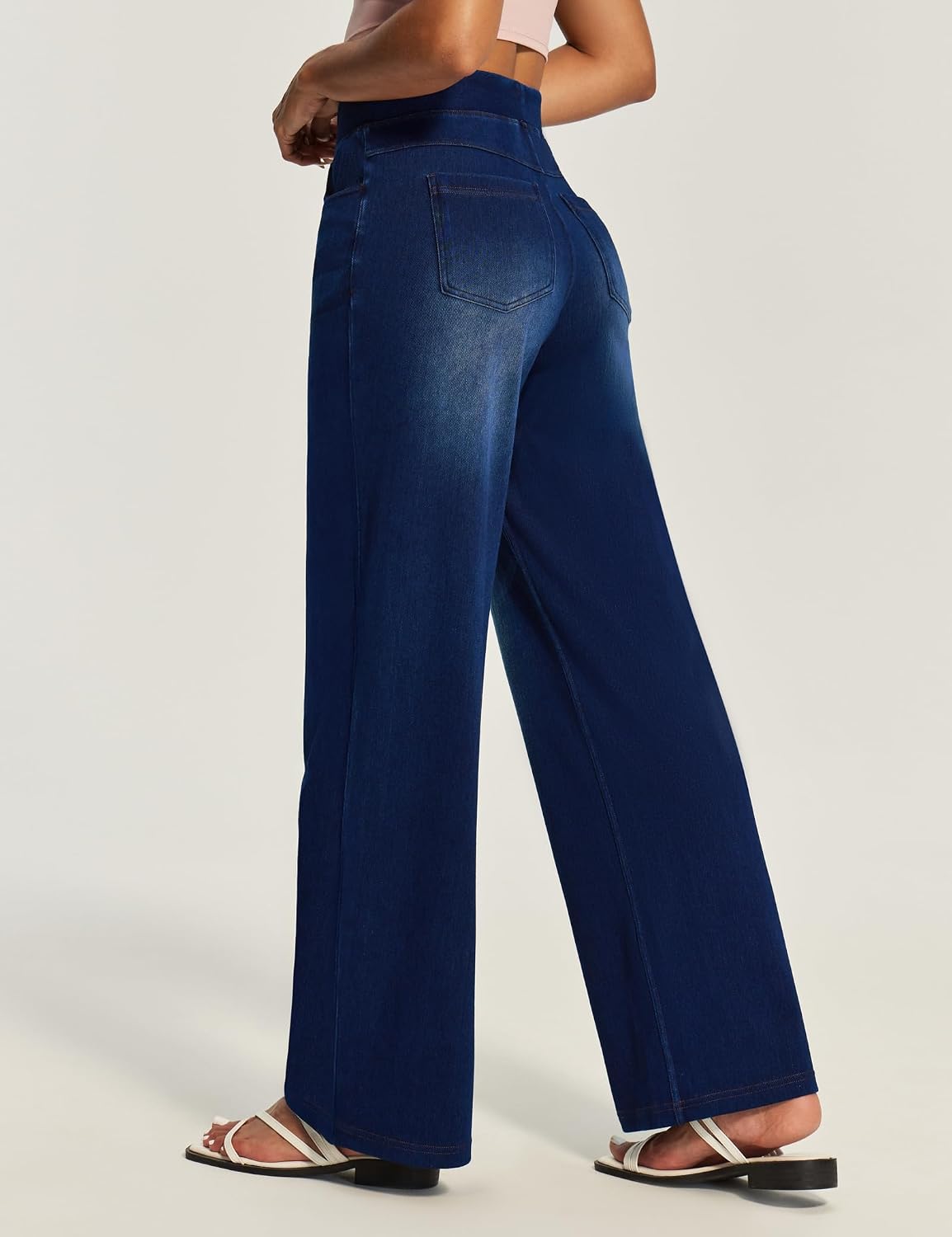 Wide Leg Jeans Woman High Waisted Pull On Baggy Jeans for Women Stretchy Trendy Women Jean Straight Casual Denim Pants
