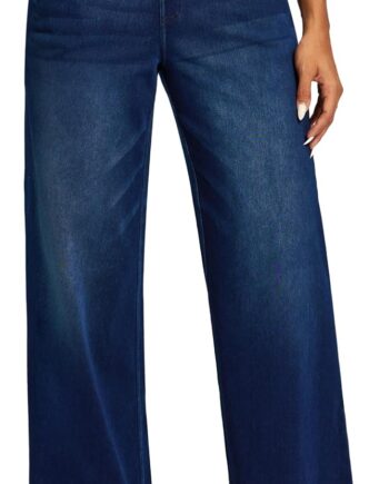 Wide Leg Jeans Woman High Waisted Pull On Baggy Jeans for Women Stretchy Trendy Women Jean Straight Casual Denim Pants