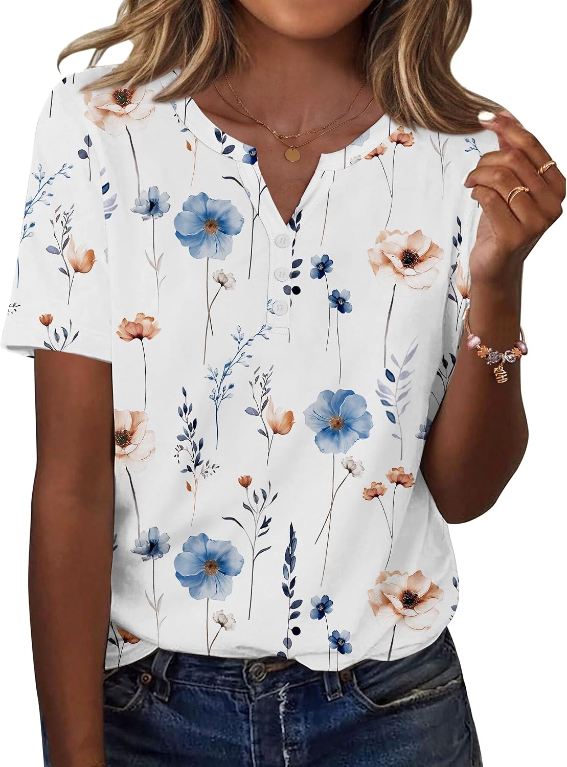 Women Summer Tops Casual Short Sleeve V Neck Shirts Business Dressy Work Blouses