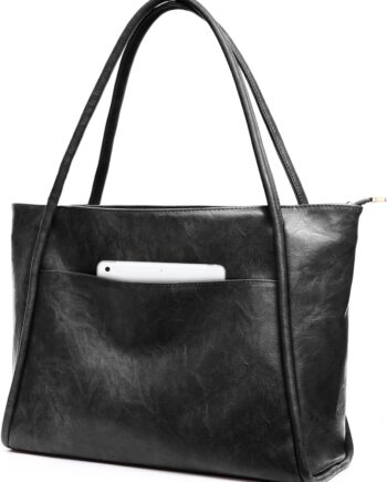 Large Tote Bag for Women Work with Zipper 16L Vegan Leather Ladies Travel Purses and Handbags