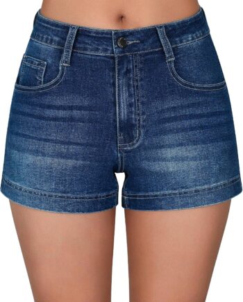 Women Casual Summer High Waisted Basic Jean Shorts Stretchy Denim Shorts