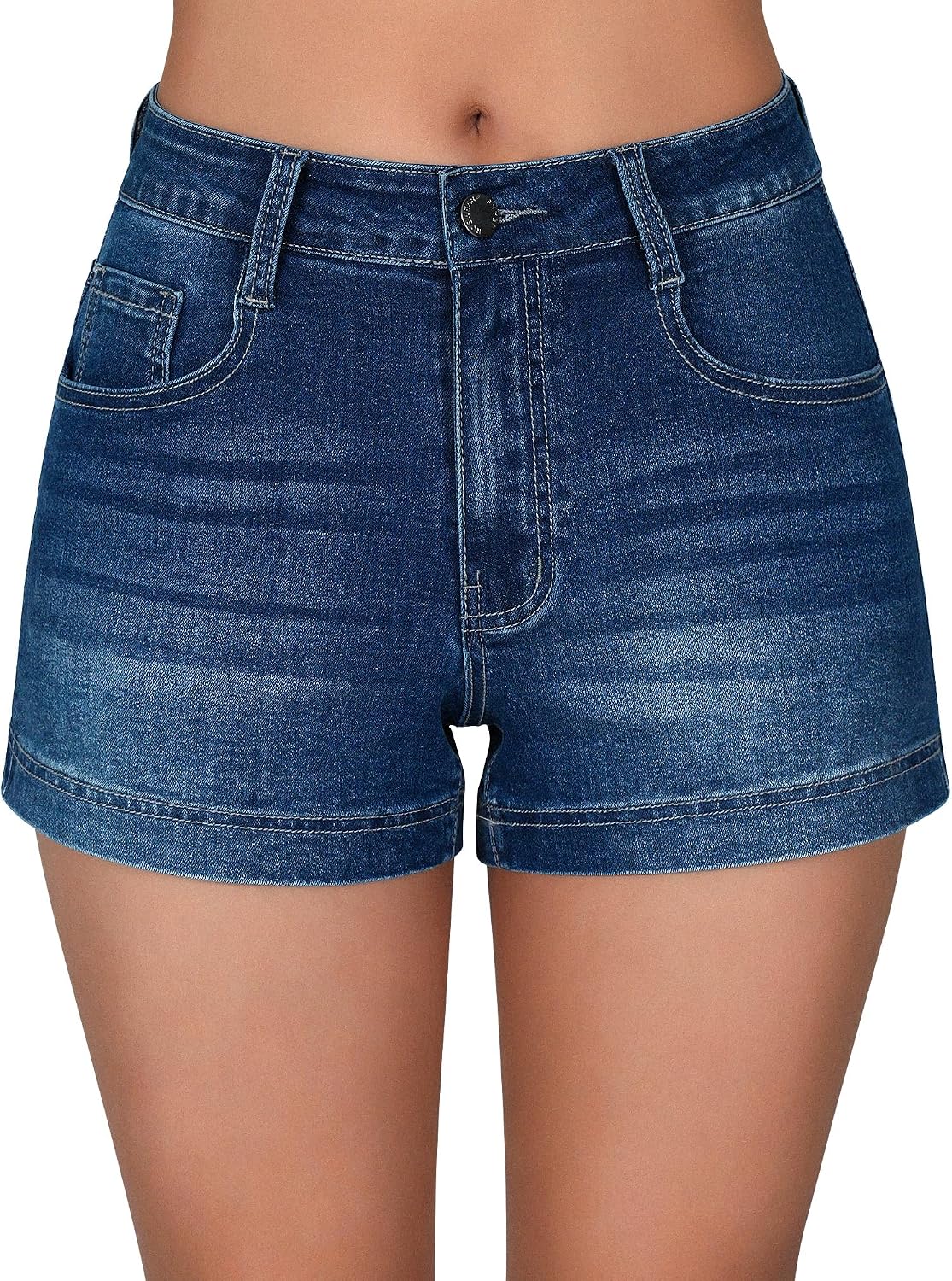 Women Casual Summer High Waisted Basic Jean Shorts Stretchy Denim Shorts